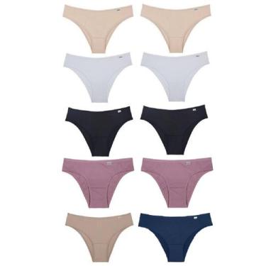 Imagem de Kit 10 Calcinhas Biquíni Microfibra sem estampa Del Rio, Marinho, Arei
