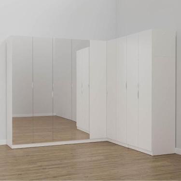 Imagem de Guarda Roupa Modulado de Canto com Espelho 9 Portas 4 Peças Hera Cabec