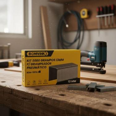 Imagem de Kit 5000 Grampos 13mm Grampeador Bateria Eletrico Pneumatico - RR CASA