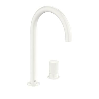 Imagem de Roca Nu Stripes Torneira Monocomando para Banheiro, Bancada, Bica Alta, 2 Furos, Glossy White