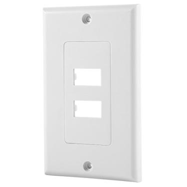 Imagem de Luqeeg Placa de Parede de Porta Dupla Banhada a Ouro para TV DVD de Home Theater, Conector Fácil de Usar para Uso Residencial, Material Plástico ABS, Branco, 2 Placas 4 Parafusos