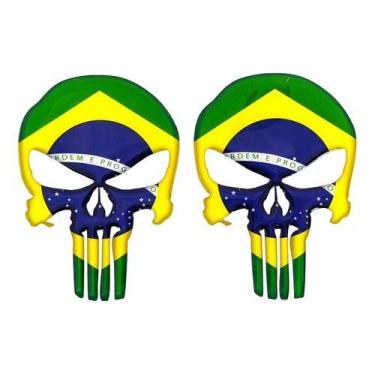 Imagem de Par Adesivos Punisher Carro Moto Brasil Resinados Res152 - STARPAC