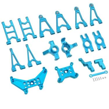 Imagem de Para MJX para Hyper for Go 14303 14302 14301 1/14 Suportes de torre de choque de metal/copo de direção/parte inferior superior traseira dianteira para braço oscilante peças de atualização RC peças de