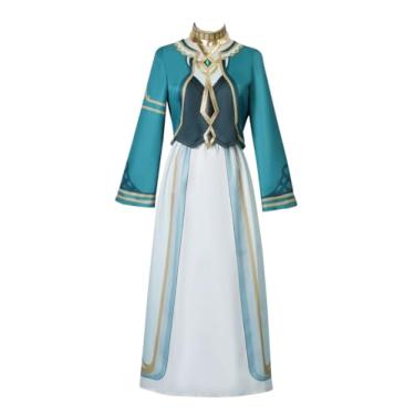 Imagem de JHUITONX Fantasia Genshin The Akademiya Uniforme Cosplay Jogo Genshin Impact RPG Terno Personalizado Feminino (Azul, GG)
