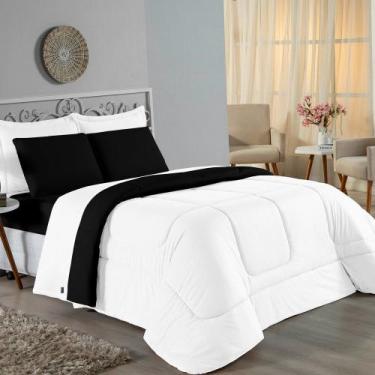 Imagem de Kit Edredom Dupla Face + Jogo de Lençol Queen Nobre 7 peças Malha 100%