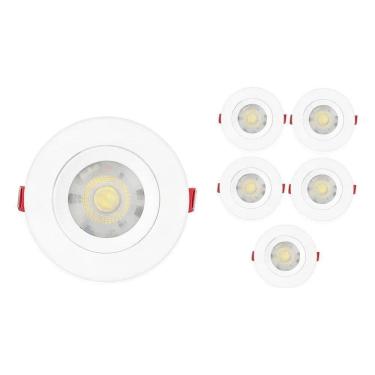 Imagem de 2X Kit 6 Ry Spot Led 7W Redondo Embutir Direcionável Cor B