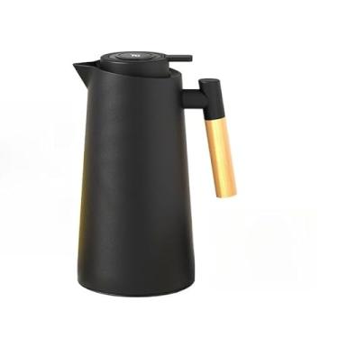 Imagem de Garrafa Térmica Termômetro Para Chás Café Design Moderno(Preto,1000ML/1L)