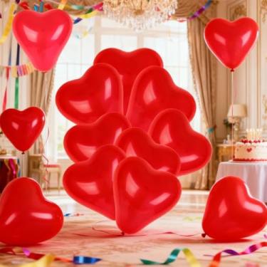 Imagem de 10 peças/conjunto de balões vermelhos em forma de coração proposta de noivado decoração de dia dos namorados arranjo de cena de casamento