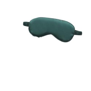 Imagem de Máscara de dormir de seda 、 bolsa de transporte bolsa de viagem sono sombra de olhos mulher homem capa de soneca confortável tapa-olhos ajuda a descansar (verde escuro)