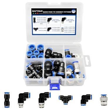 Imagem de Daptemn Kit de acessórios de conexão rápida de mangueira de ar de 30 peças, 1/10.2 cm 3/20.3 cm 1/5.1 cm conector de linha de ar de empurrar para conectar - reparo de conexões de automação industrial