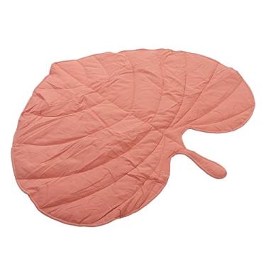 Imagem de Tapete em forma de folha Multiuso macio e confortável Tapete de engatinhar para bebês em formato especial para casa Decoração de quarto infantil Material de algodão Folhas verdes (Rosa)