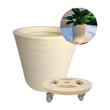 Imagem de Vaso De Polietileno 38x33 + Suporte Com Rodas Para Decoração - Alpe & 