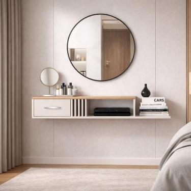 Imagem de Penteadeira Com Gaveta e Nicho 97cm Camarim de Parede Para Maquiagem M