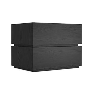 Imagem de Mesa de cabeceira moderna minimalista pequena madeira cor sólida gaveta dupla mesa de cabeceira para quarto armazenamento móveis de cabeceira de madeira prática (preto, grande)