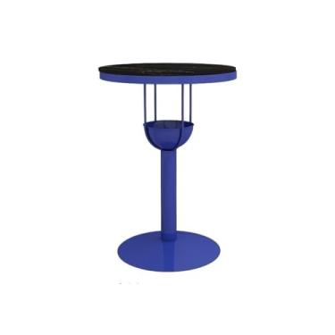 Imagem de KHUTRW3D Blue Rock Mesa de bar de ferro para casa varanda lazer mesa redonda de bar de topo alto para loja de chá com leite, cafeteria (grande)