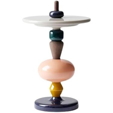 Imagem de Mesa lateral simples moderna para sala de estar, mesa de canto de sofá, mesa de cabeceira de cabeceira, mesa de chá pequena elegante, móveis domésticos modernos multifuncionais simples (rosa)