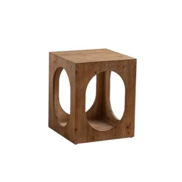 Imagem de Mesa lateral de sofá moderna quadrada de madeira aparador de sofá, sala de estar, mesa lateral móvel, quarto, loja de chá, cafeteria, mesa pequena simples