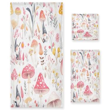 Imagem de xigua Conjunto de toalhas de banheiro de cogumelo fofo absorvente macio 3 peças toalha de banho toalha de mão toalhas decorativas para banheiro, academia, hotel, praia, piscina