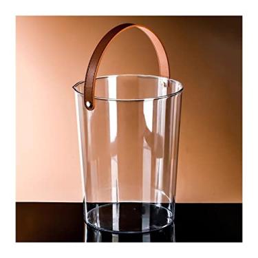 Imagem de x3anggyt5 Balde de gelo de plástico transparente para festas, refrigerador de champanhe redondo grande ou refrigerador clássico de garrafa de vinho pode acomodar 1-2 garrafas de recipiente de gelo