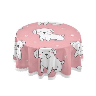 Imagem de Qilmy Toalha de mesa redonda de palmeira de treliça verde, 152 cm, resistente à água, à prova de derramamento, capa de mesa grande para jantar de reunião de família em ambientes internos e externos