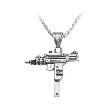 Imagem de Colar Com Pingente Em Forma De Arma Uzi Unissex, Joia Gótica Punk Hip 