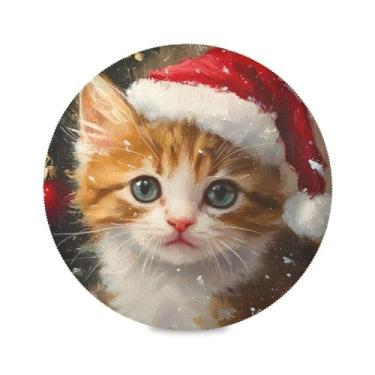 Imagem de STAYTOP Jogo americano redondo de Natal com 6 peças, tapetes de mesa antiderrapantes fáceis de limpar para casa, cozinha, churrasco, festa, decoração de mesa