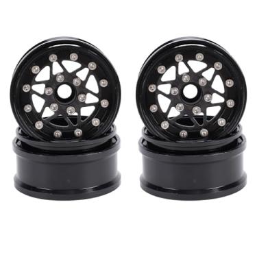 Imagem de Fabater Conjunto de Aro de Roda RC de Liga de Alumínio Leve de 1,9 Polegadas para Carro Crawler 1/10, Design de Raio de Alta Simulação, 4 Peças para Axial SCX10, Wraith (Preto)