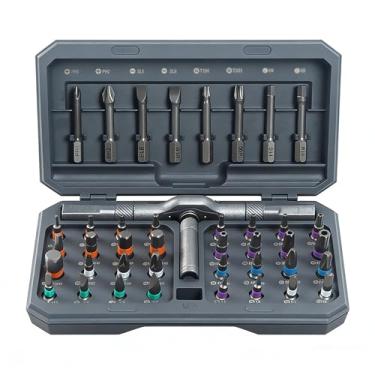 Imagem de Conjunto de chaves de fenda catraca, conjunto de chaves de fenda magnéticas, kit de ferramentas de reparo compacto portátil para móveis, computadores, bicicletas