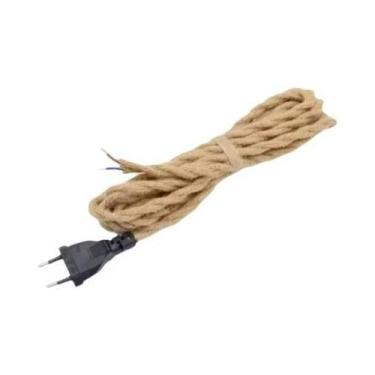 Imagem de Cabo De Alimentação Vintage De Cânhamo Com Plugue EU 2M 3M E Interrupt