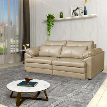 Imagem de Sofá Decorativo Piece Bipartido Retrátil Sala de Estar 250cm Couro Bege G58 - Gran Belo