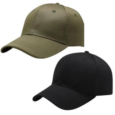 Imagem de Kit 2 Bonés Lisos Aba Curva Ajustável Unissex Baseball Dad Hat Strapback preto E Verde