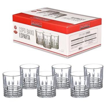 Imagem de Kit de Copo Baixo Decorado de Vidro para Drinks Esparta 240mL - 6 Unid