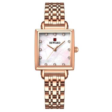 Imagem de Relógio De Pulso De Quartzo Quadrado Feminino Impermeável Com Strass Elegante Rose