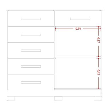 Imagem de Cômoda Sapateira Mandarim 6 Gavetas 2 Portas Mdp Cinamomo Off White