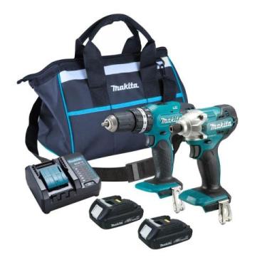 Imagem de Kit Combo Makita Furadeira Parafusadeira Bateria 18v Chave Impacto 18v