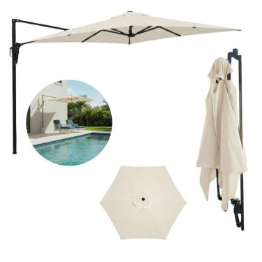 Imagem de Ombrelone Parede Lateral 2.0m Guarda Sol Piscina Jardim Branco Off White Importway Iwcj007 Br