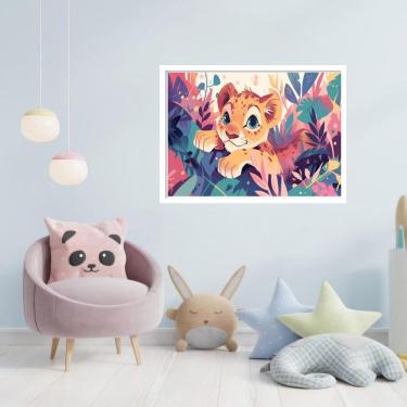 Imagem de Quadro Decorativo Baby Leão Floresta - 50X70Cm
