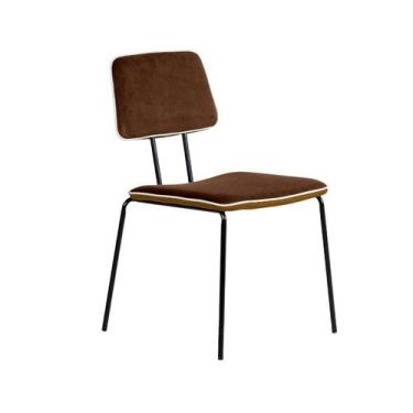 Imagem de Cadeira Duo em Veludo Caramelo - Westwing Collection, Bege, Aço Carbon