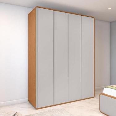 Imagem de Guarda Roupa Solteiro 100% MDF 4 Portas Easy Like Amêndoa Clean/Off Wh