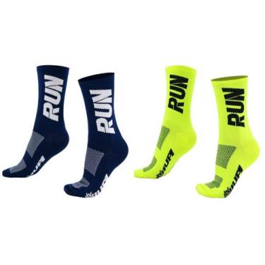 Imagem de Kit 02 Pares Meia Corrida HUPI Run Azul e Amarelo, Azul, Amarelo