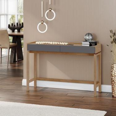 Imagem de Aparador em e Linha Barcelona 2 Gavetas com Vidro 120cm MDF Tauari/Con