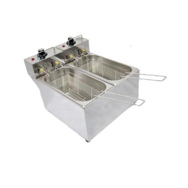 Imagem de Fritadeira Elétrica 2 Cubas Plus Aço Inox 08L 110v 4000W - Stevan Meta