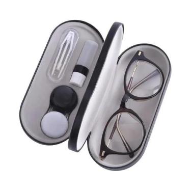 Imagem de Estojo Dobrável Para Lentes De Contato Com Textura De Madeira, Resiste