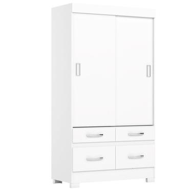 Imagem de Guarda Roupa Solteiro 2 Portas Deslizantes 4 Gavetas 110 Cm Be25 Branco Briz