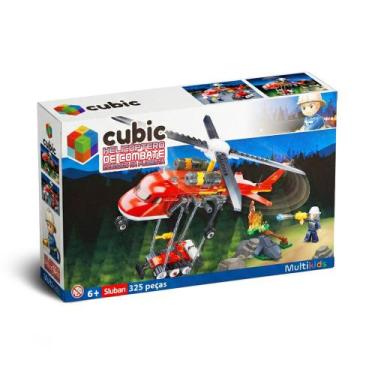 Imagem de Blocos de Construção Cubic Jr Helicóptero de Bombeiro Multikids - BR23