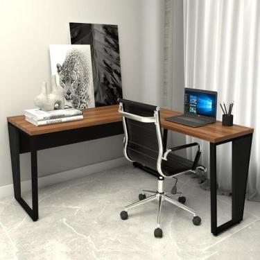 Imagem de Mesa de Escritório Industrial em L Tampo 30mm Pés em Metal - F5 Office