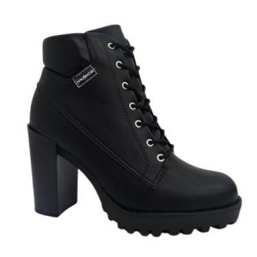 Imagem de Coturno Moleca Napa Floather Salto Bloco Alto Feminino Preto, 38