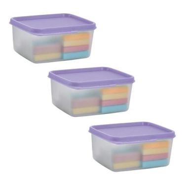 Imagem de Kit 3 Potes Herméticos Tupperware Basic Line Transparente 500ml
