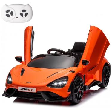 Imagem de Carro Elétrico Infantil McLaren765LT MUKIDY Laranja 12V, Controle Remoto, Música, Luzes LED, 3 Velocidades, Cinto Segurança