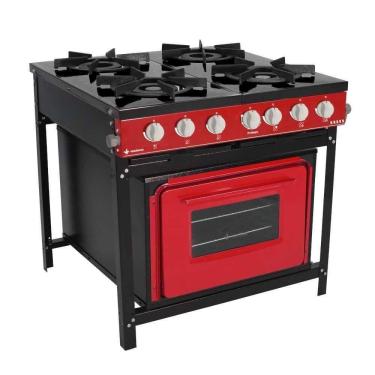 Imagem de Fogão A Gás Bravo 4 Bocas Vermelho Com Forno Br4bf - Venâncio
